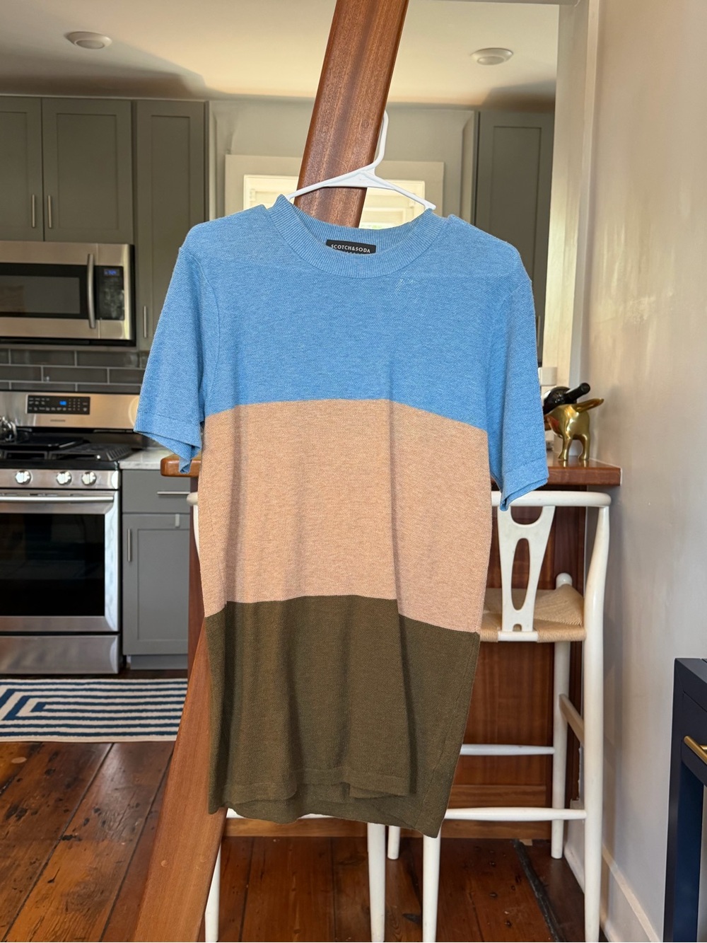 Scotch & Soda Blue, Tan & Olive Crewneck Sweater - Short Sleeve